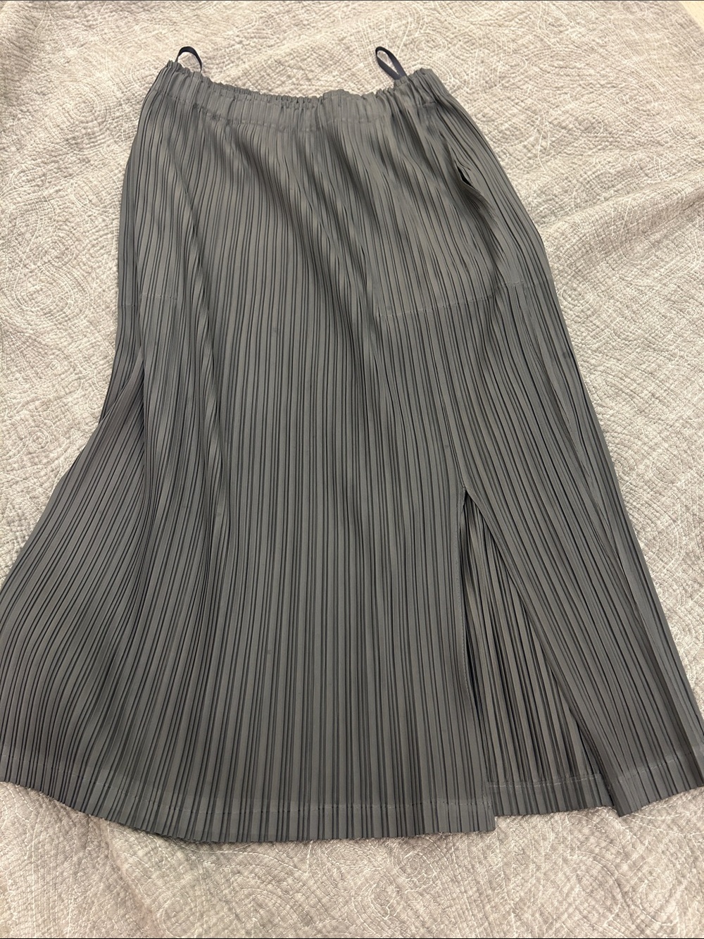 Pleats Please Miyake Charcoal Gray Pleated Midi Skirt matching jacket